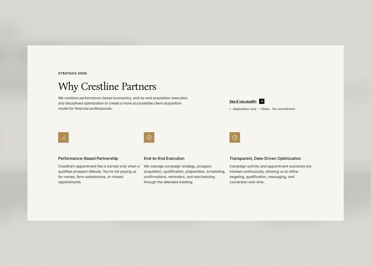 Redesigned Crestline Partners website, screen 5