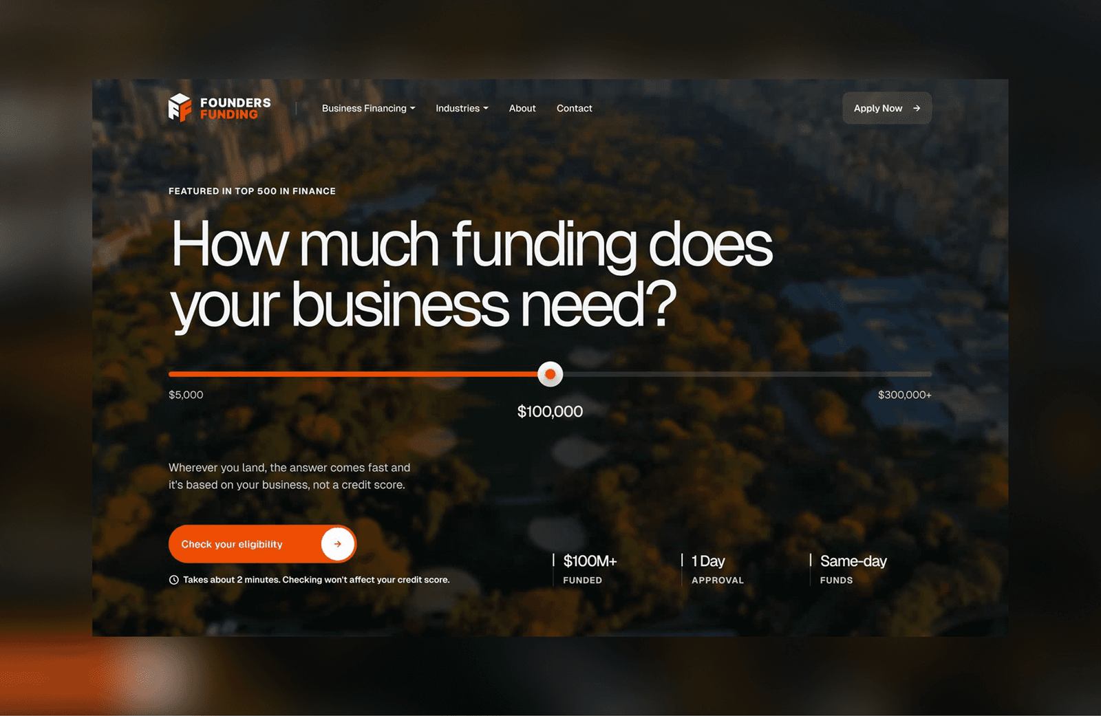 Redesigned Founders Funding website, screen 3