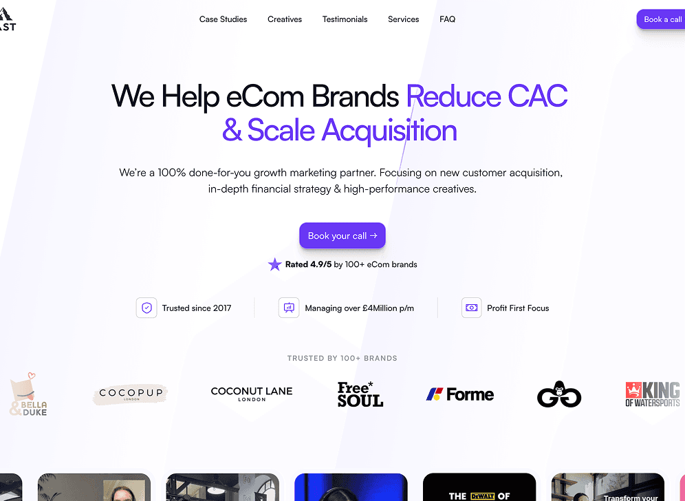 Vast Media Marketing website before the redesign, screen 2