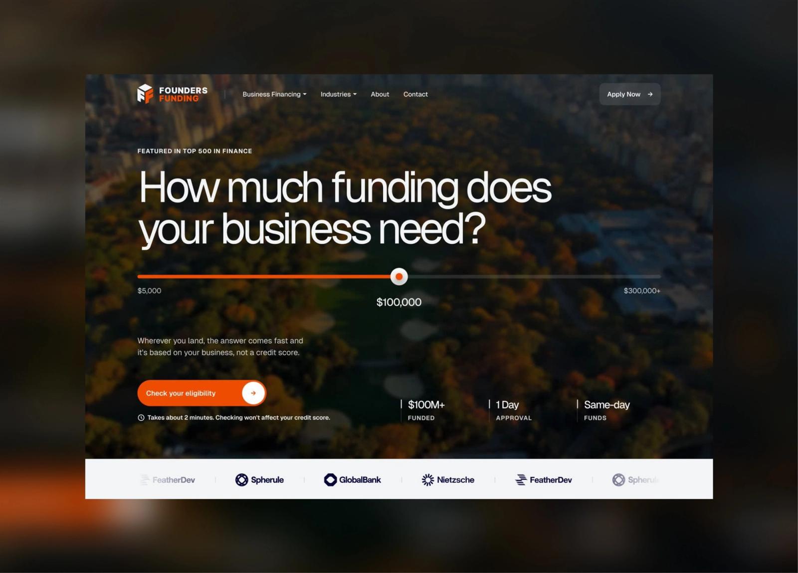 Completed Founders Funding website experience