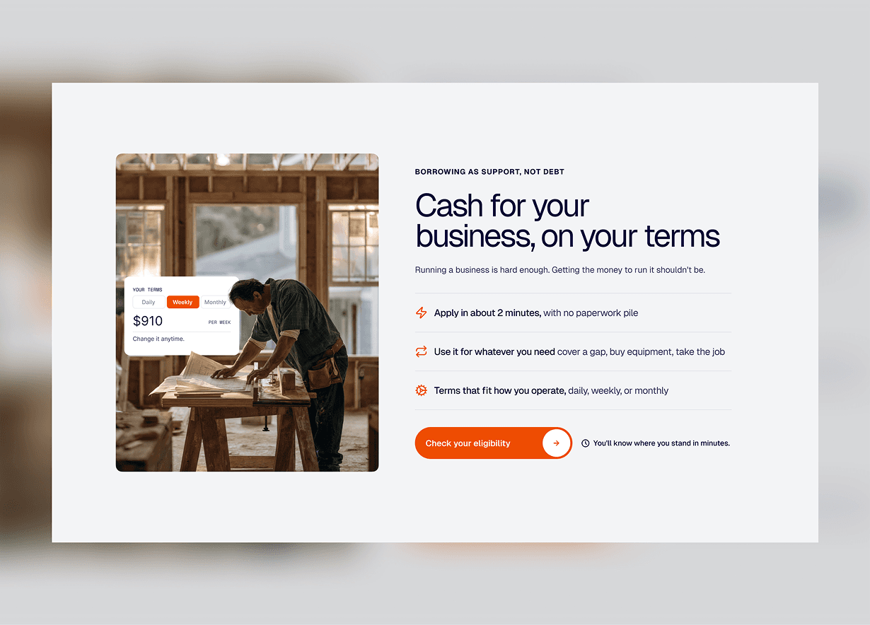 Redesigned Founders Funding website, screen 1