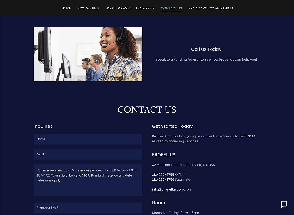 Propellus website before the redesign, screen 3