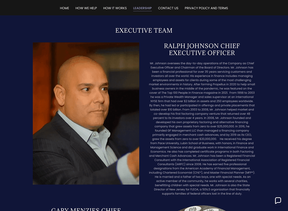 Propellus website before the redesign, screen 1