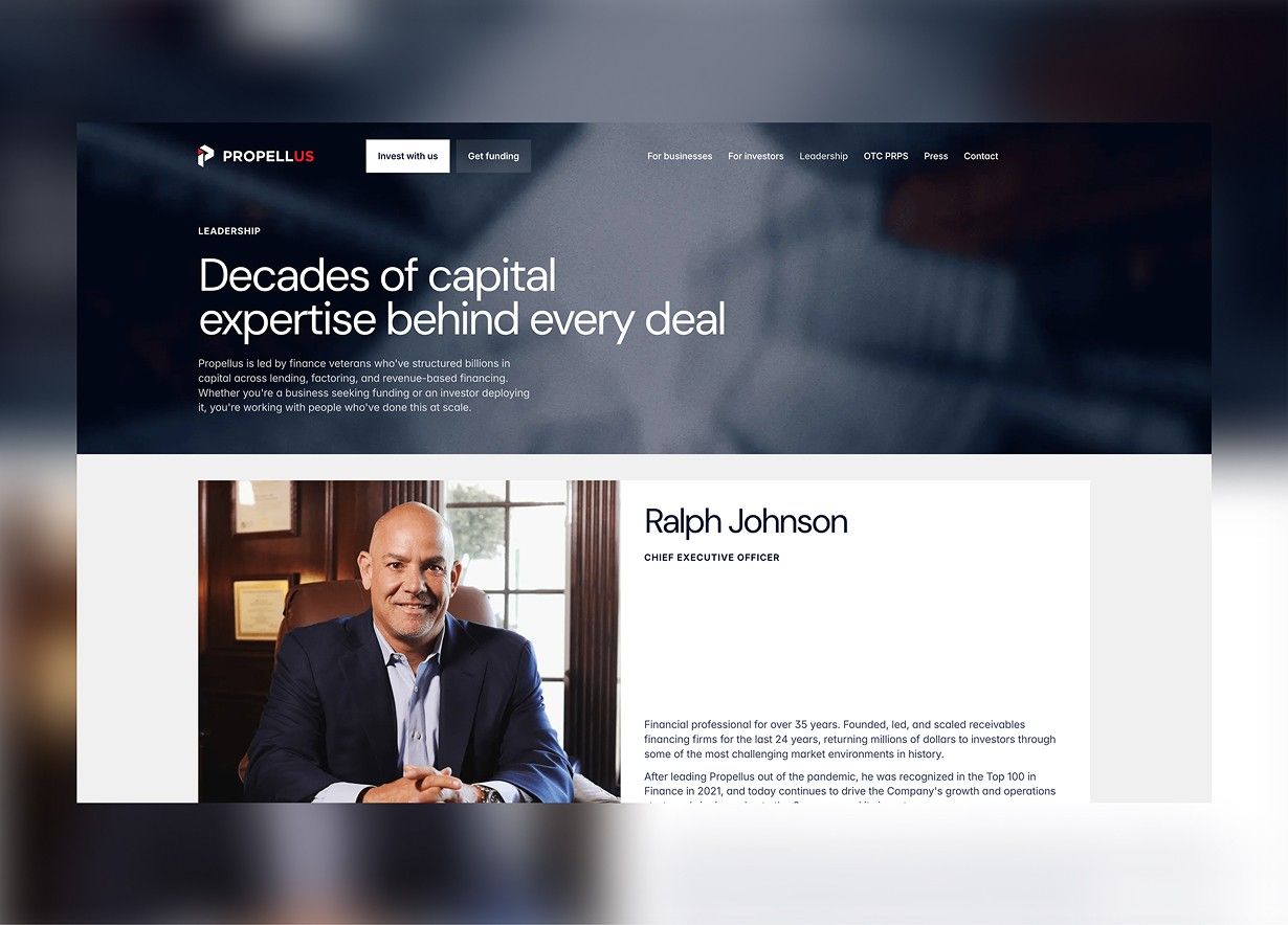 Redesigned Propellus website, screen 6