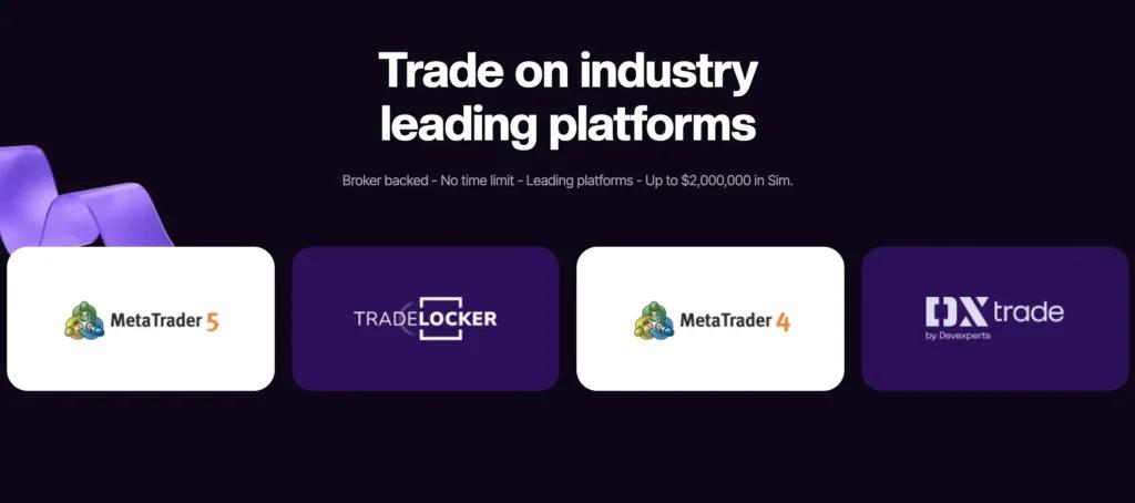 Blueberry Funded trading platforms offered