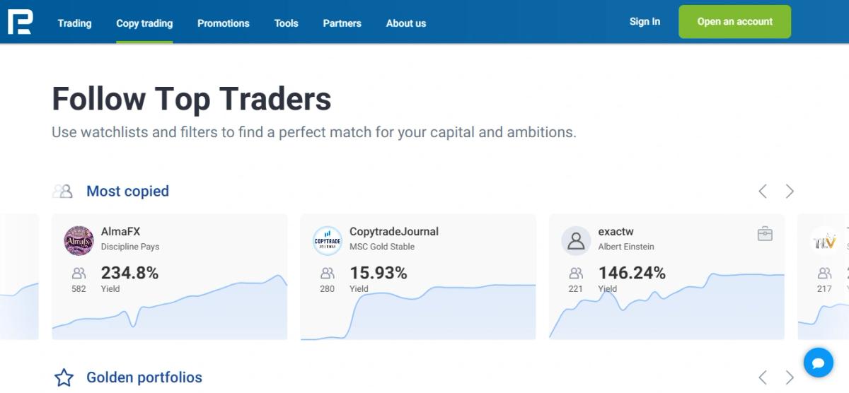 Sistema CopyFX de RoboForex con rating unificado de estrategias en MT4, MT5 y R StocksTrader
