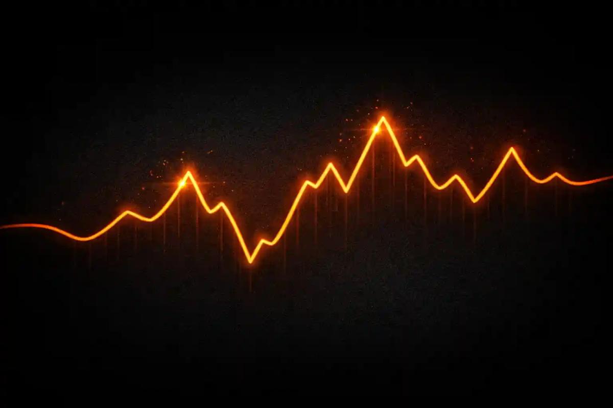 Line chart showing market price fluctuations representing volatility_11zon