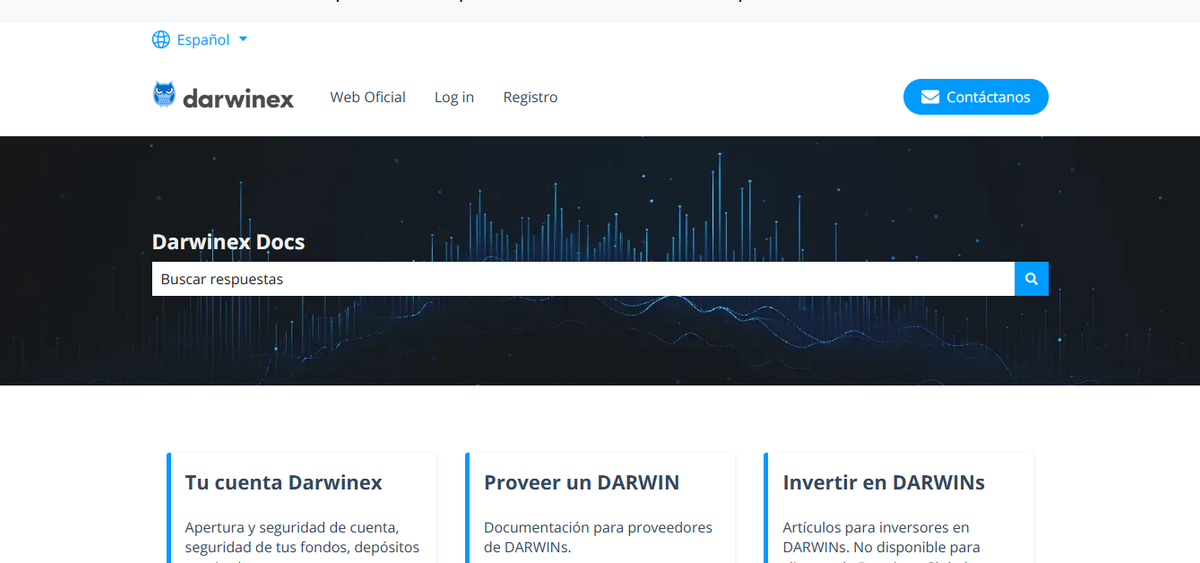 Centro de ayuda de Darwinex con buscador y categorías de soporte