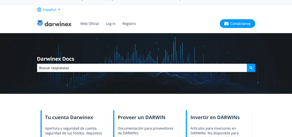 Centro de ayuda de Darwinex con buscador y categorías de soporte
