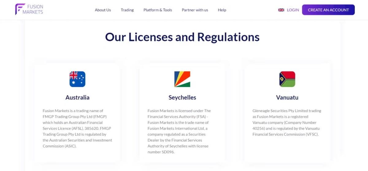 Fusion Markets ASIC regulatory license AFSL 385620