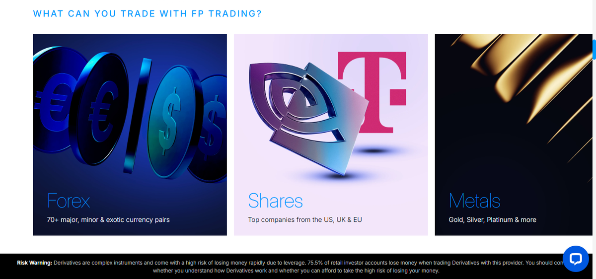 Markets overview listing forex, indices, commodities and cryptocurrencies