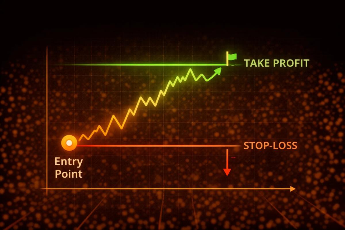 Trade exit strategy diagram showing entry point, take profit, and stop loss levels
