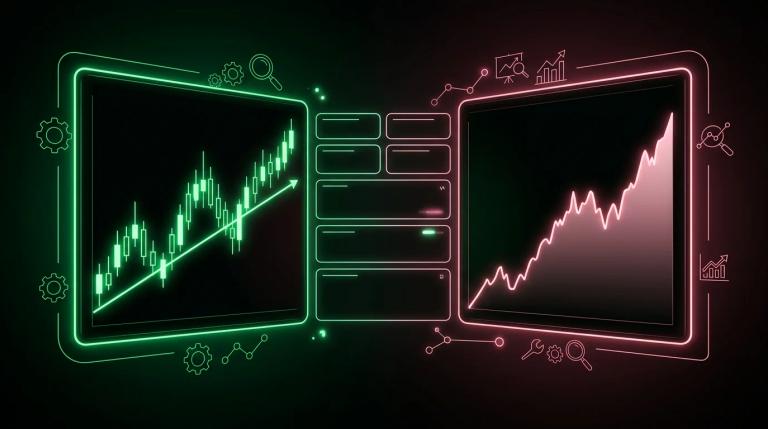 Schermata di backtesting con grafico storico, metriche di performance e curva di equity in tempo reale