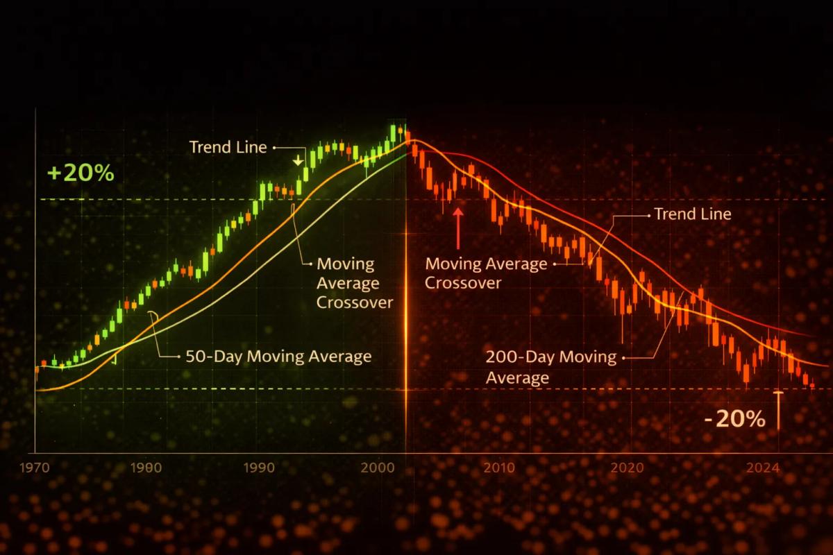 Chart showing technical indicators for identifying bull and bear markets