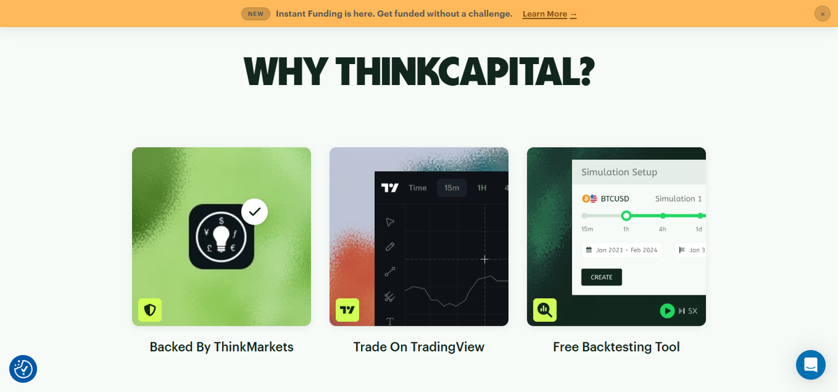 Trading conditions page showing spreads, allowed instruments and platform options