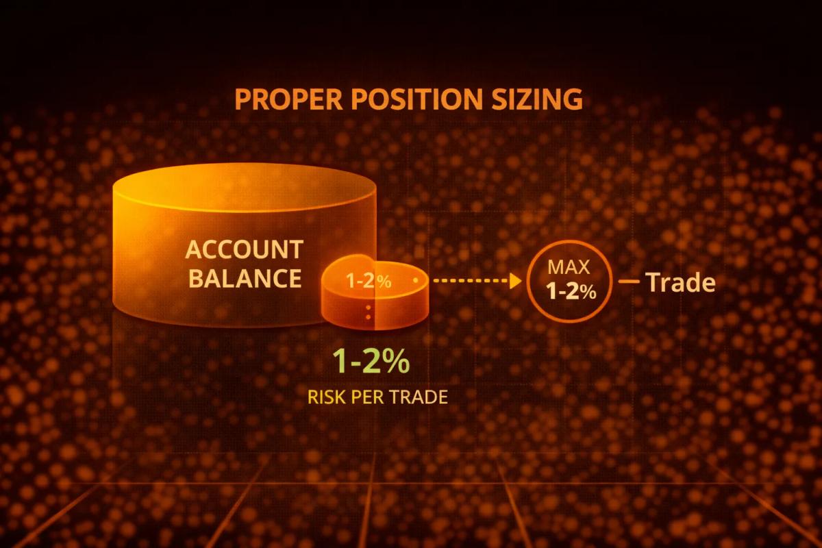 Position sizing diagram showing 1-2_ risk per trade rule for capital protection