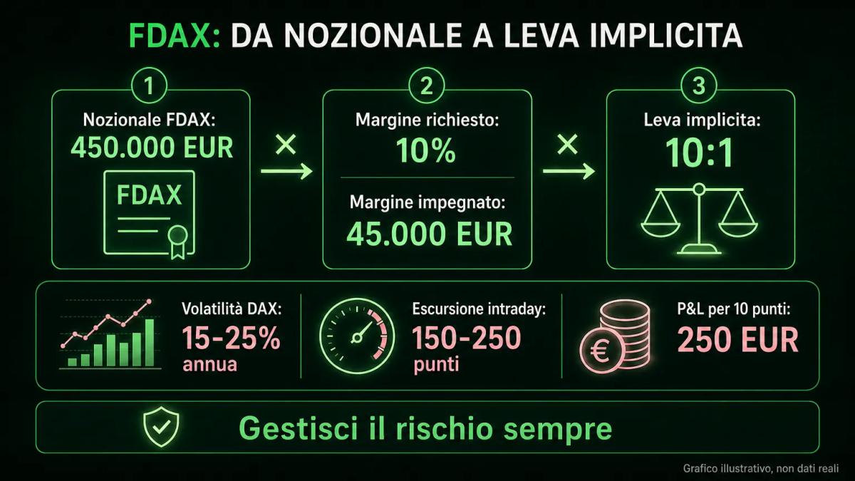 Diagramma della leva implicita: margine iniziale moltiplicato per il nozionale del contratto FDAX