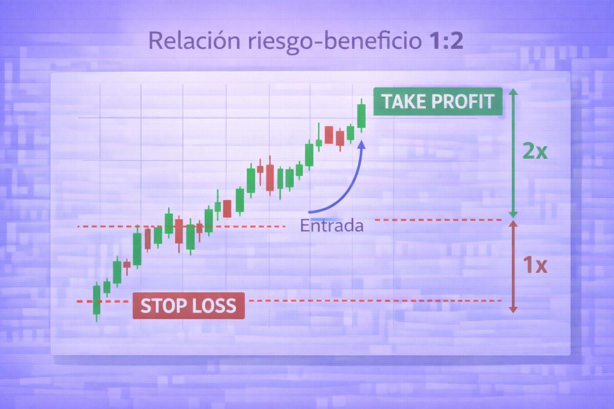 2: Diagrama de relación riesgo-beneficio mostrando stop loss y take profit en una operación hipotética