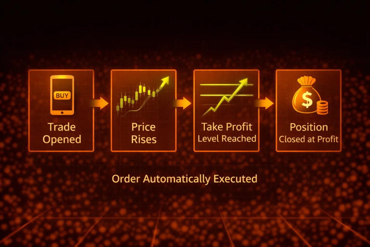 Flowchart showing how a take profit order executes automatically