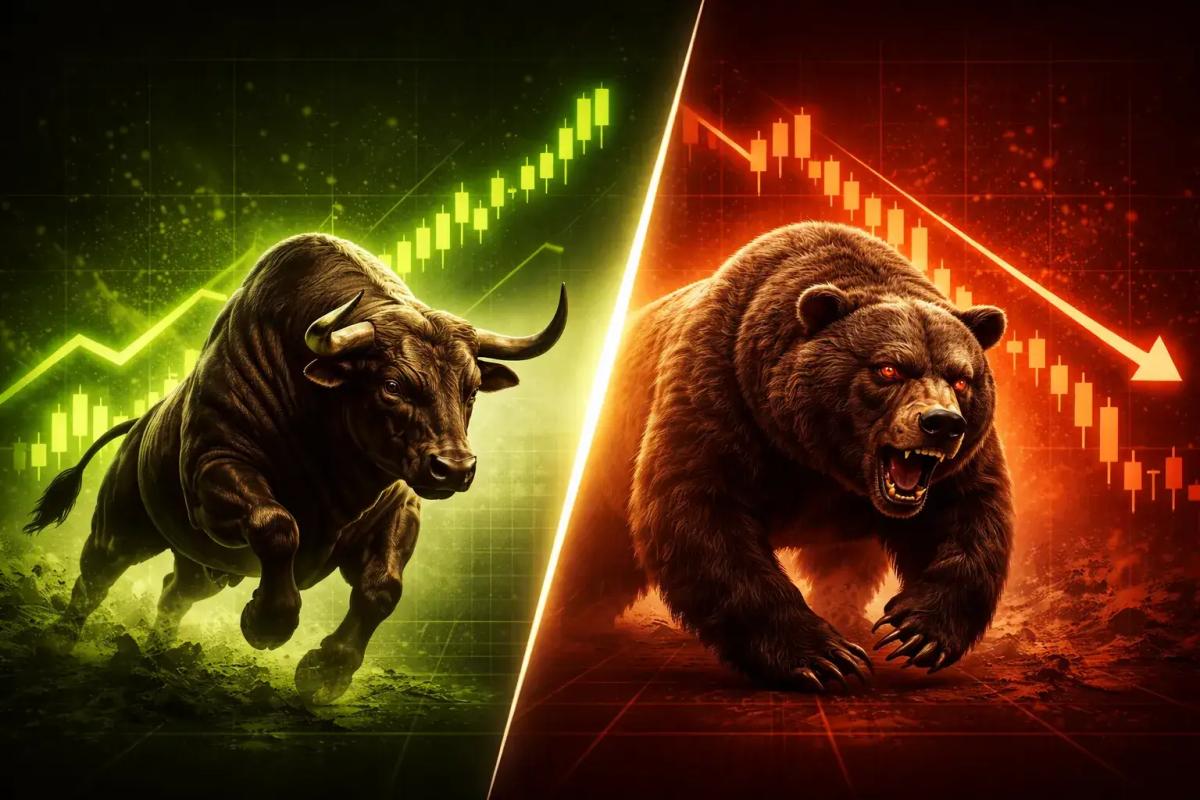 Bull and bear illustration representing bull vs bear market cycles