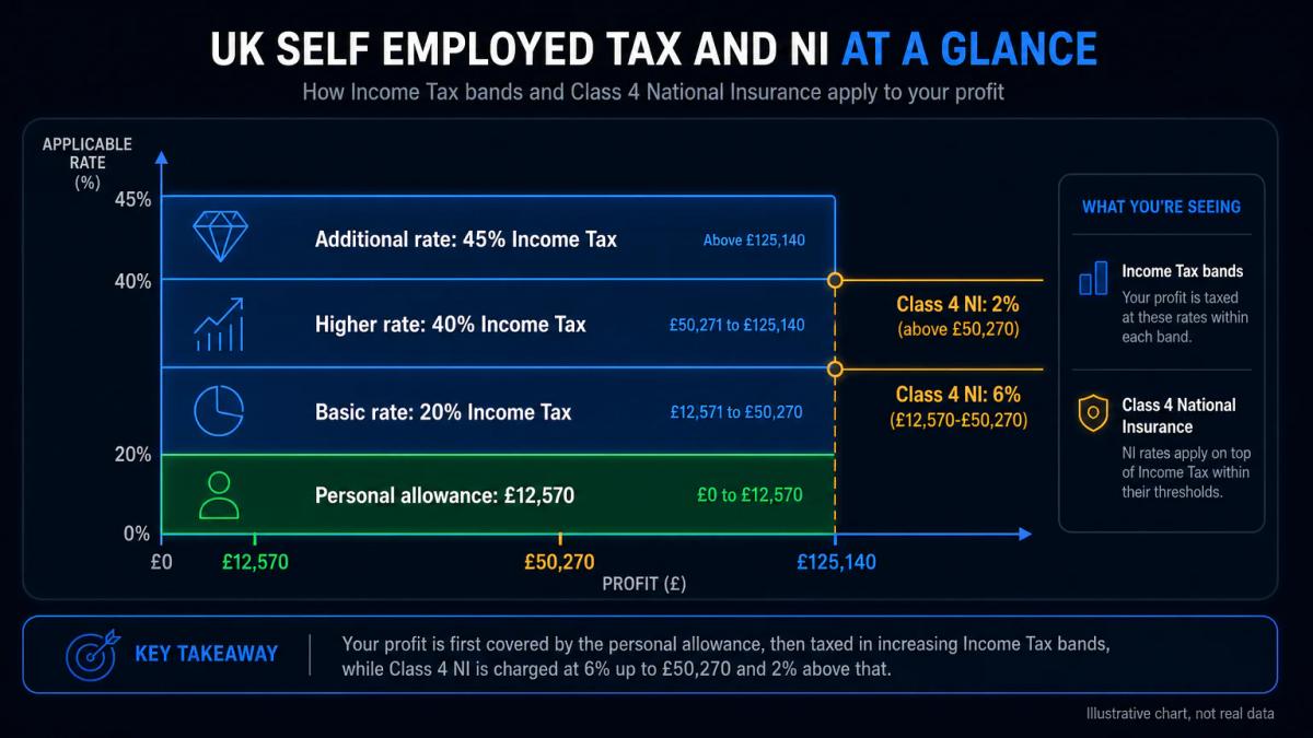Income Tax bands and Class 4 National Insurance thresholds for self-employed traders 2024/25