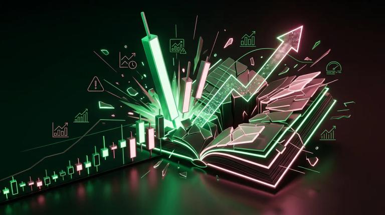 Grafico di prezzo con candele che esplodono verso l'alto nel momento del rilascio di una notizia economica, con spread allarg