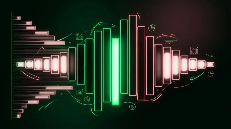 Istogramma laterale di volume profile con barre colorate che mostrano concentrazione di trading a diversi livelli di prezzo