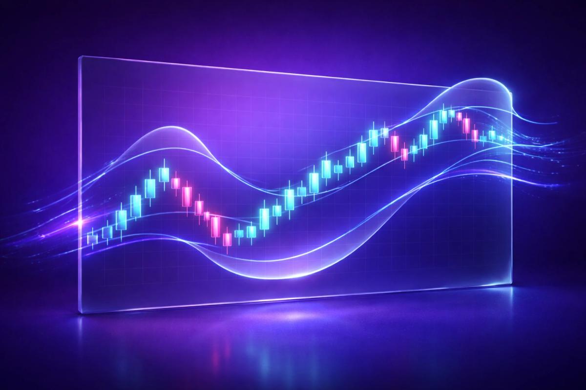 Bandas de Bollinger 3D expandiéndose en un gráfico financiero