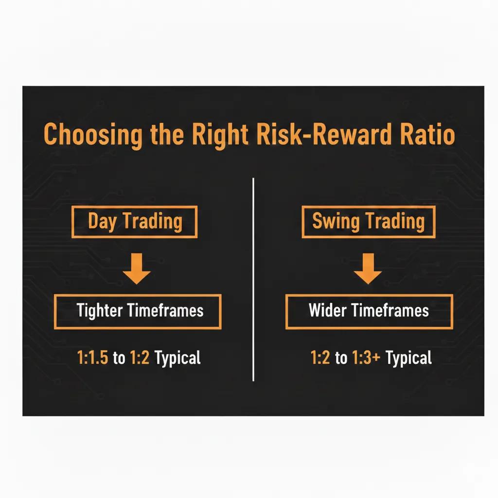 Decision matrix showing trading styles mapped to appropriate risk-reward ratio ranges