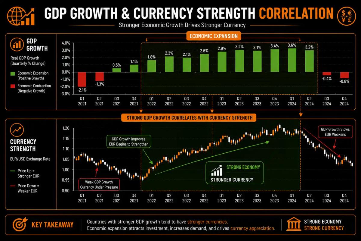Table of CPI, NFP, and GDP indicators and their typical currency impact