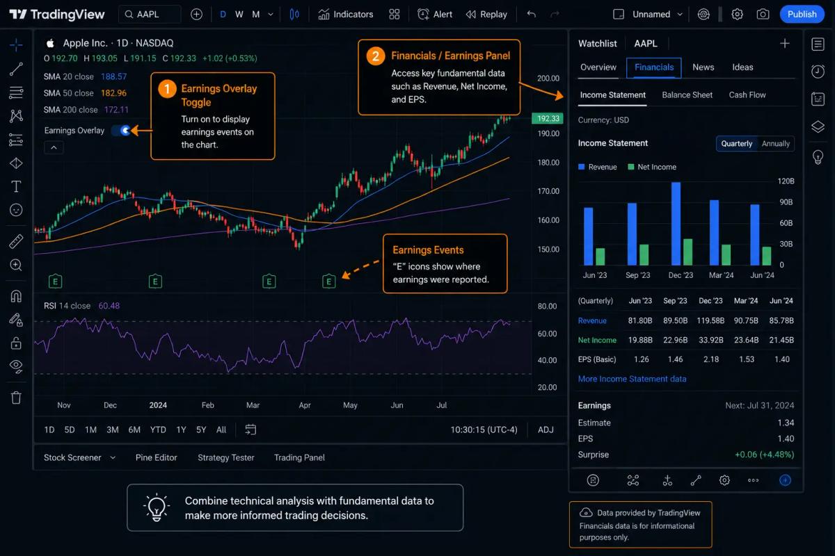 TradingView workspace multi-chart layout setup with annotated panel controls and layout options