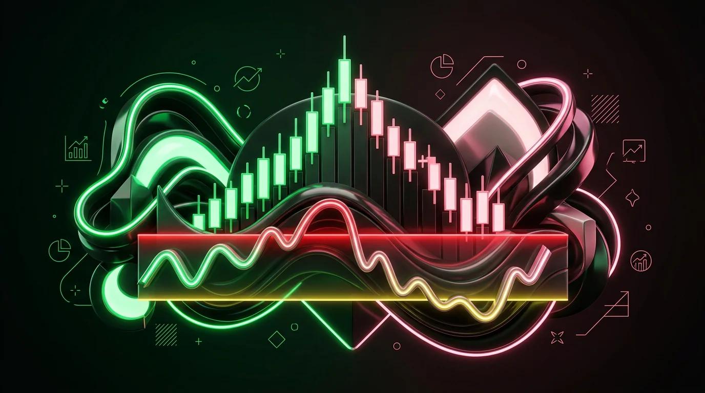 Grafico con RSI oscillante tra zone di ipercomprato e ipervenduto, mostrando il momentum che cambia direzione