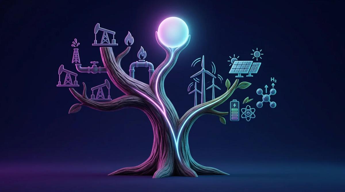 Árbol de diversificación de YPF con rama de petróleo convencional y rama de energías renovables