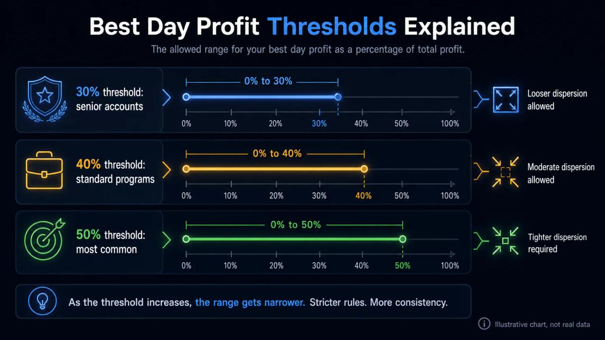 Three threshold bands showing 30%, 40%, and 50% consistency rules side by side