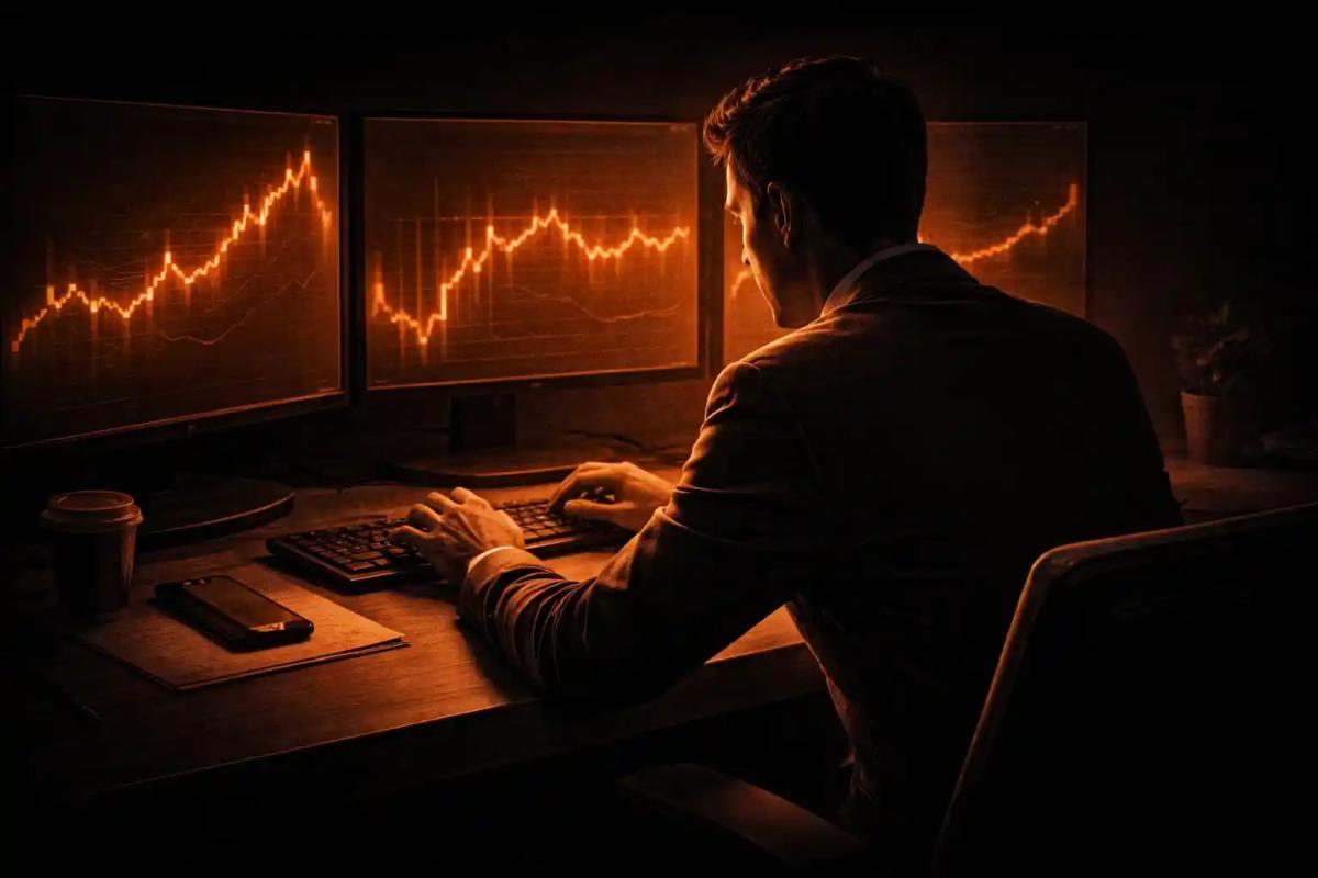 Trader hesitating before executing a trade, illustrating fear of losing money_11zon