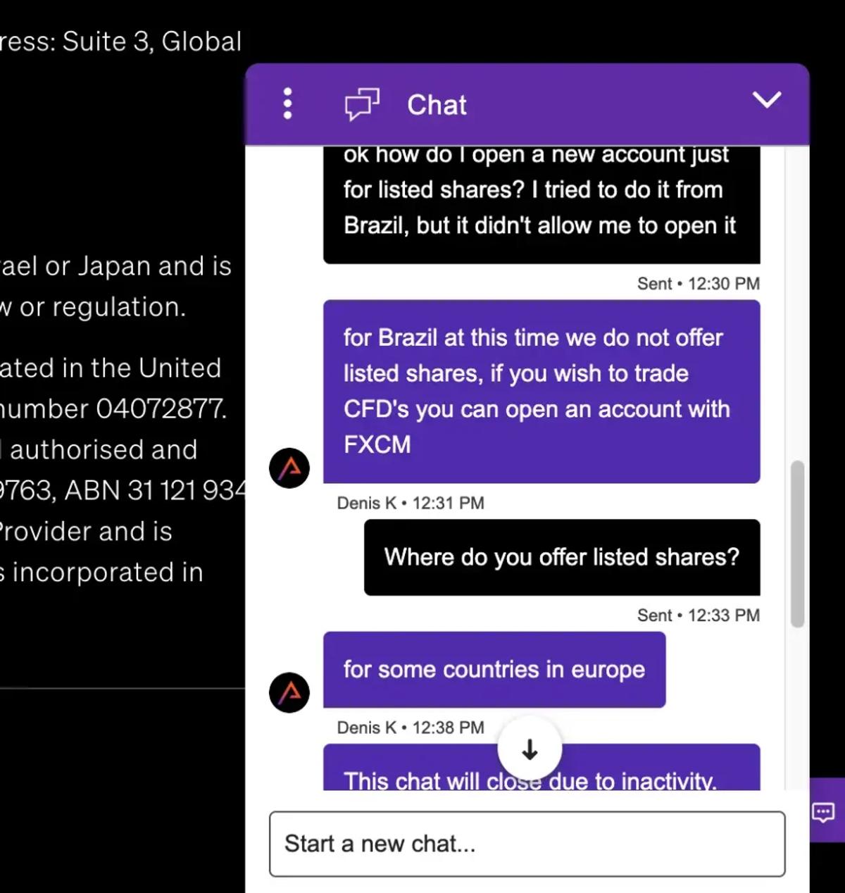 Tradu support confirming limited listed shares availability in some country in Europe