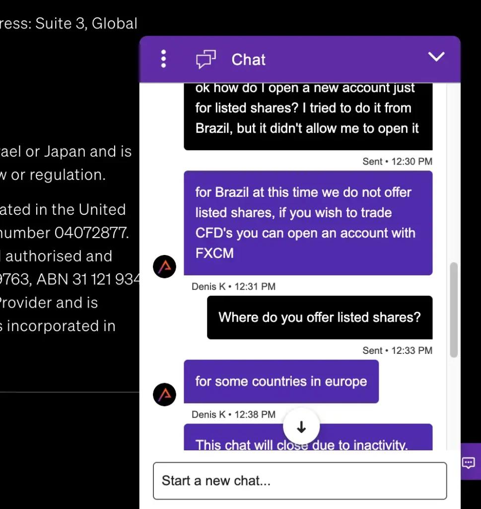 Tradu support confirming limited listed shares availability in some country in Europe