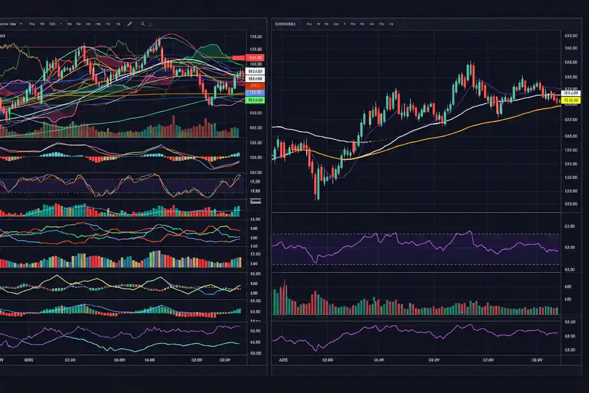 Side-by-side comparison of an overloaded chart versus a clean chart with complementary indicators