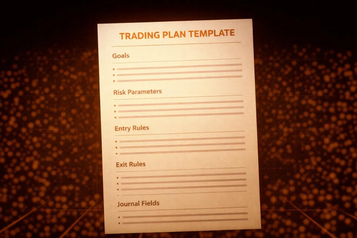 Trading plan template layout showing key sections and structure