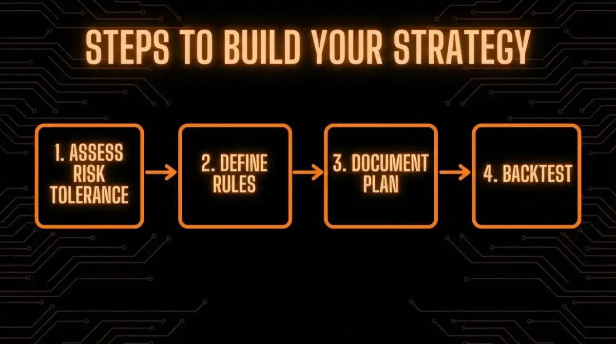 Flowchart of steps to build a trading risk management strategy v2