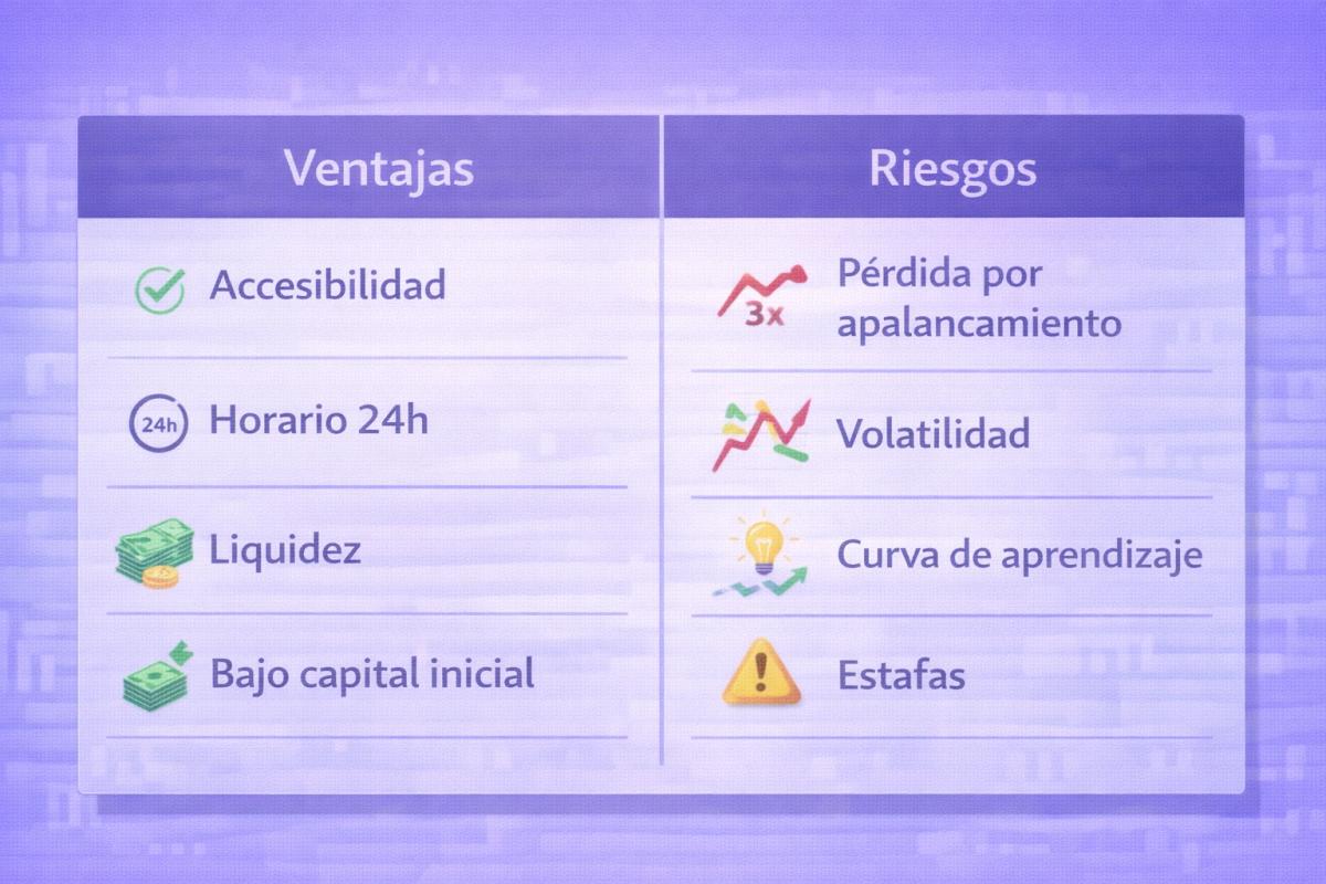 Tabla comparativa de ventajas y riesgos del trading de divisas