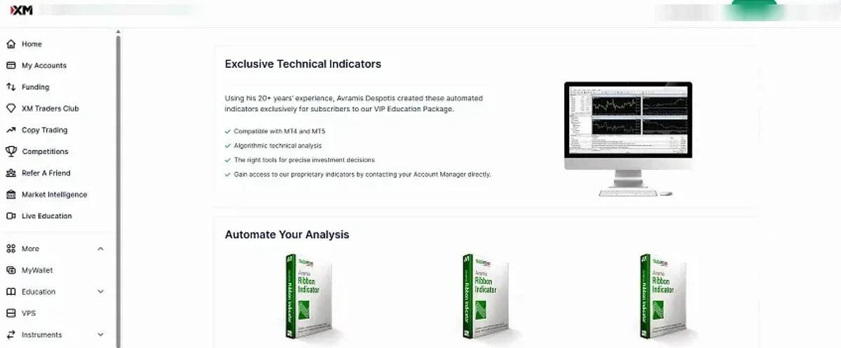 Panel de control del área de clientes XM para traders de LATAM