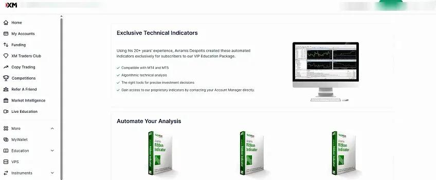 Panel de control del área de clientes XM para traders de LATAM