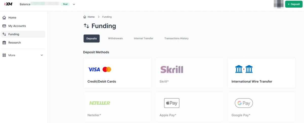 Métodos de depósito disponibles en XM para la región LATAM
