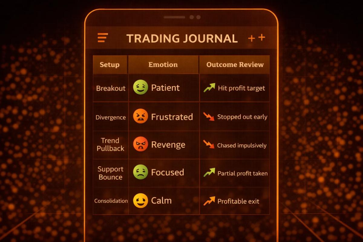 Trading journal example showing how to track discipline and emotions