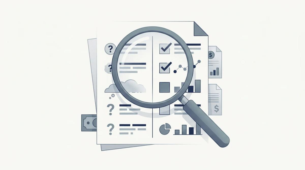 Neutral illustration contrasting rumor vs fact with a magnifying glass over a checklist