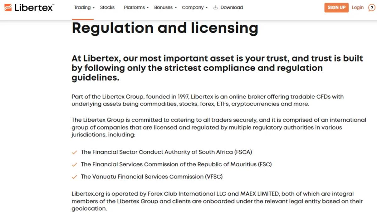 Libertex regulación licencias SVG entidades grupo