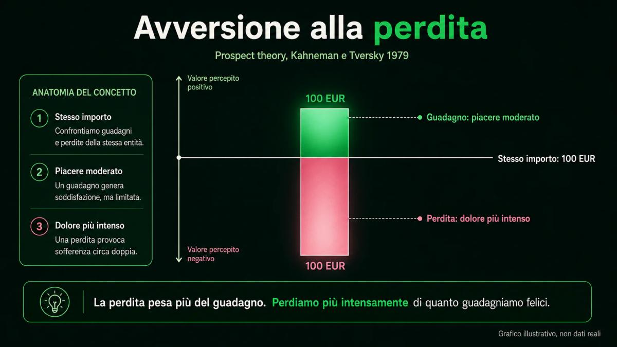 L'asimmetria dell'avversione alla perdita: il dolore di perdere pesa più del piacere di guadagnare la stessa cifra