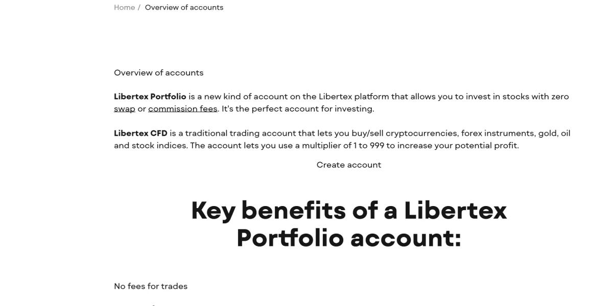 Libertex tipos de cuenta portal cliente CFD demo