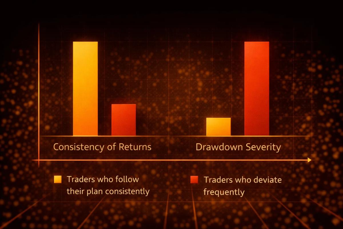 Chart comparing results of disciplined trading versus inconsistent trading behavior